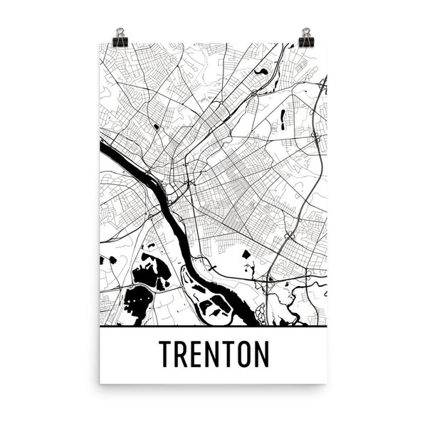 Trenton New Jersey Street Map Poster White