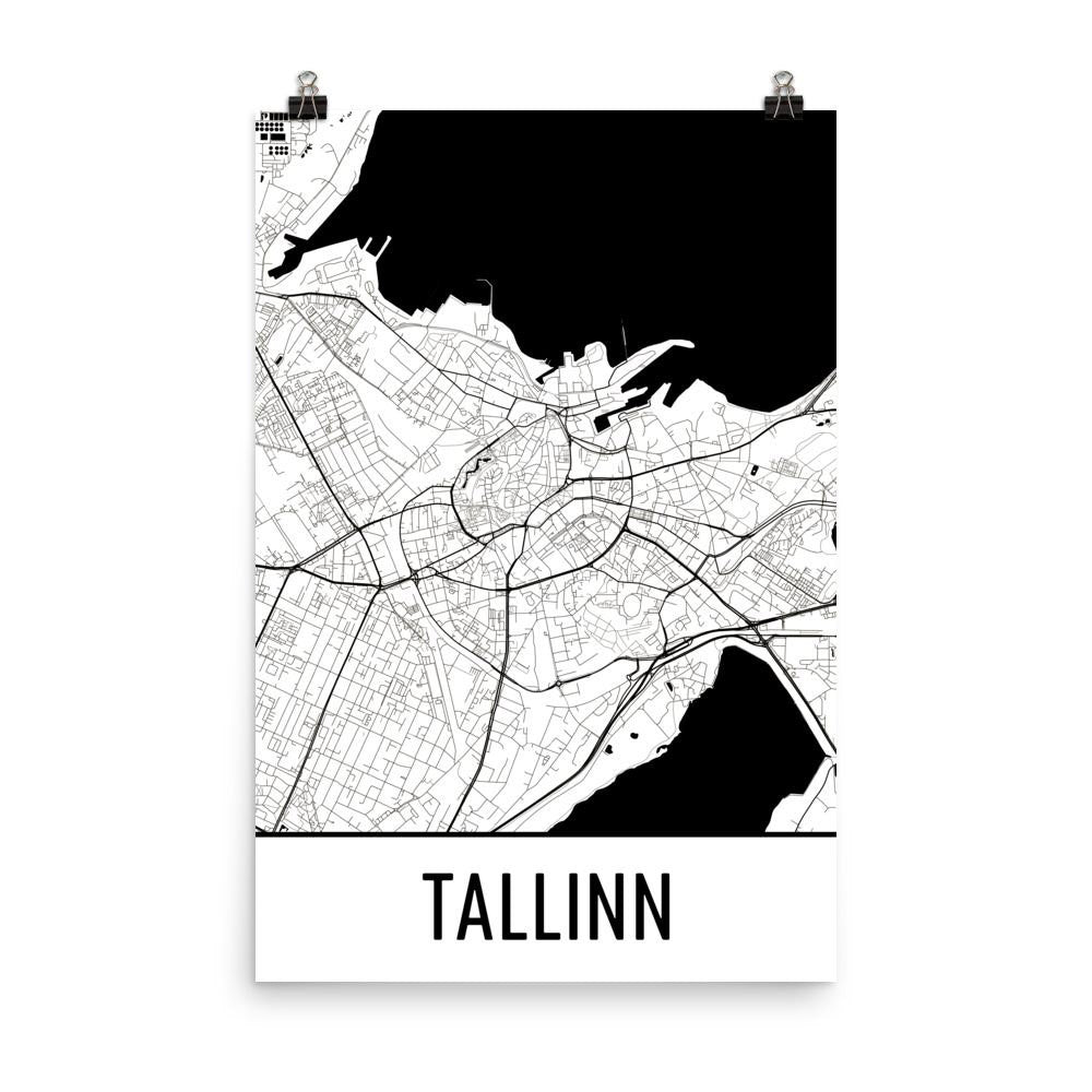 Tallinn Estonia Street Map Poster White