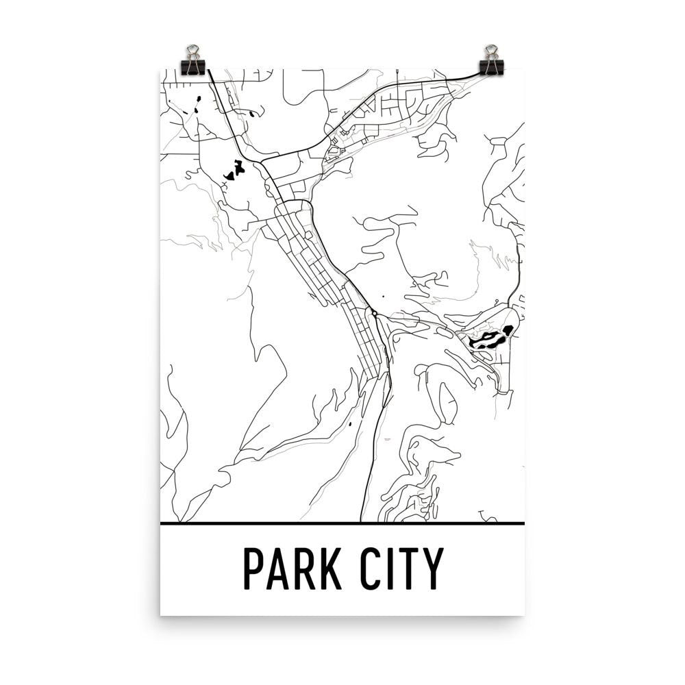 Park City UT Street Map Poster White