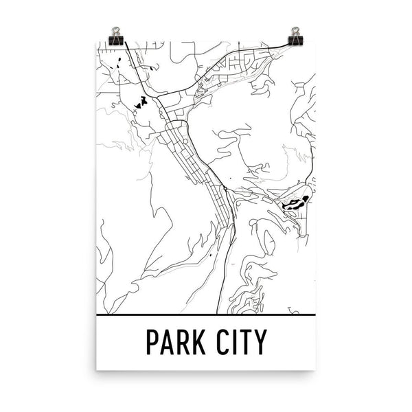 Park City UT Street Map Poster White