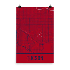 Tucson AZ Street Map Poster Red