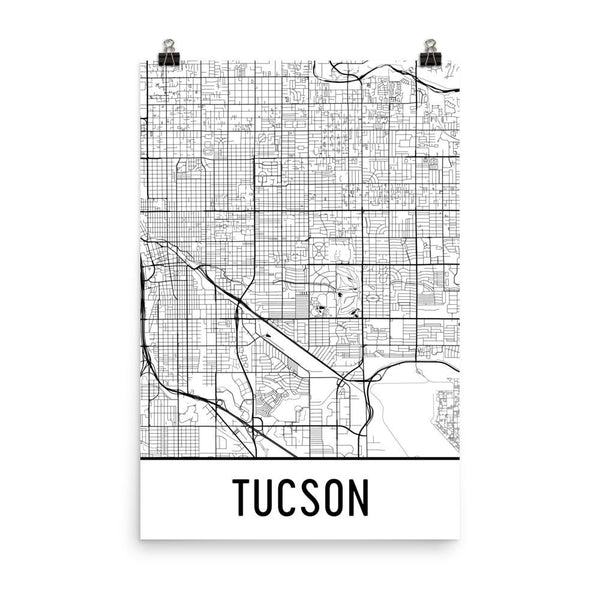 Tucson AZ Street Map Poster White