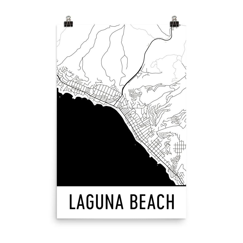 Laguna Beach CA Street Map Poster White
