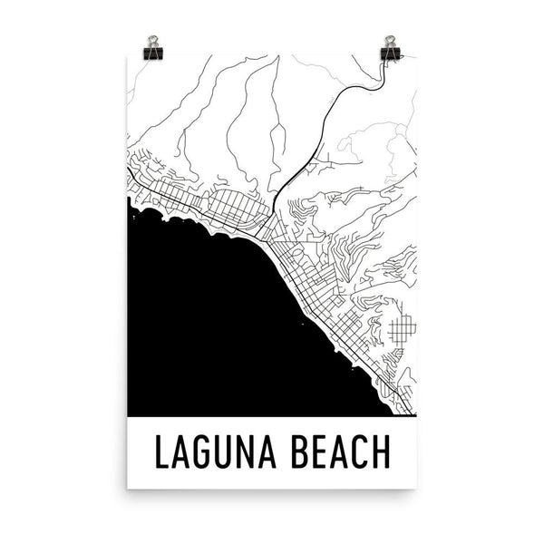 Laguna Beach CA Street Map Poster White