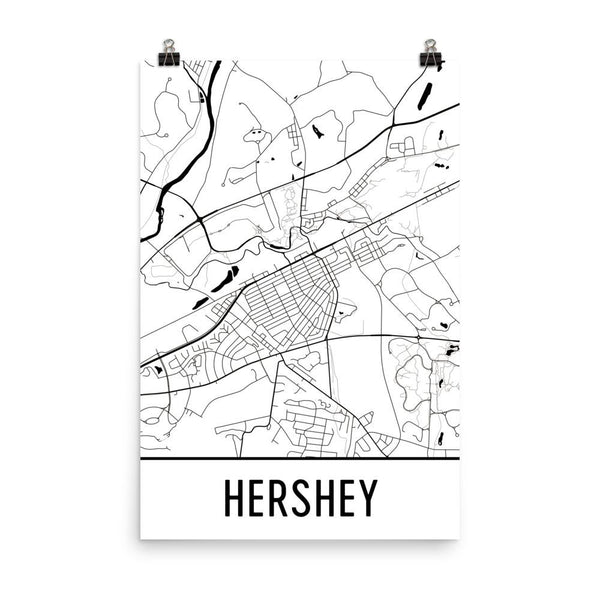 Hershey PA Street Map Poster White