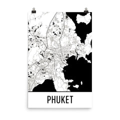 Phuket Thailand Street Map Poster Blue