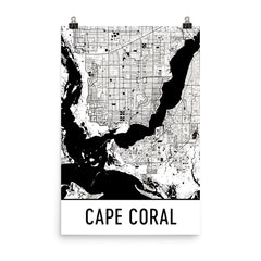 Cape Coral Florida Street Map Poster Blue