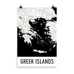 Greek Islands Greece Street Map Poster Blue