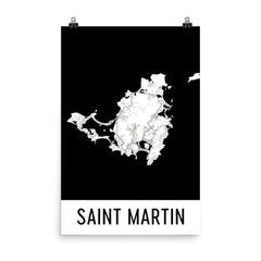 Saint Martin Street Map Poster Blue