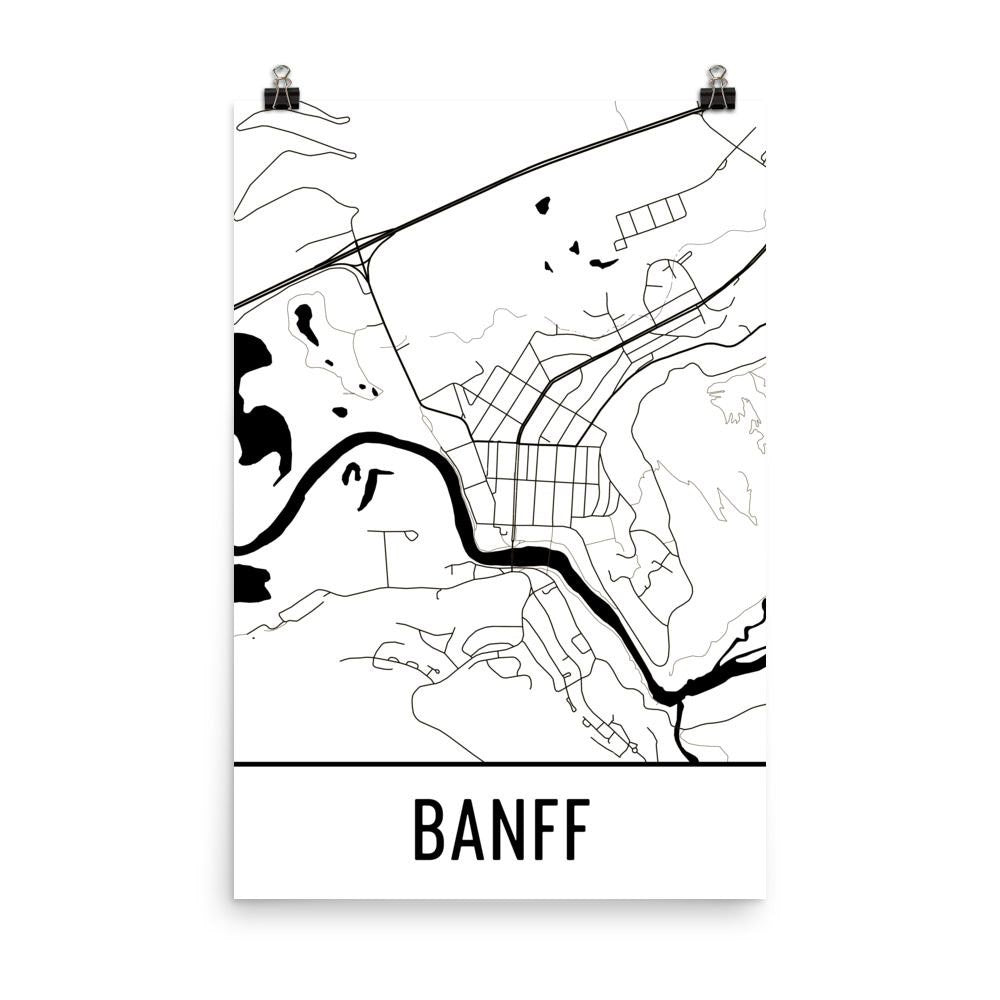 Banff Canada Street Map Poster White