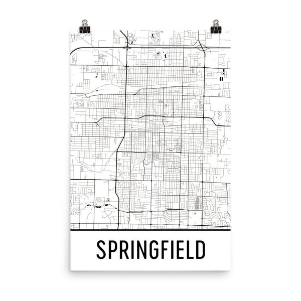 Springfield Missouri, Street Map Poster White