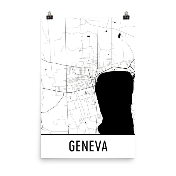 Geneva NY Street Map Poster White