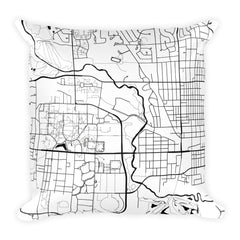 Ames black and white throw pillow with city map print 18x18