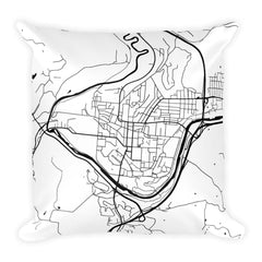 Athens black and white throw pillow with city map print 18x18