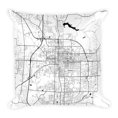 Bloomington black and white throw pillow with city map print 18x18