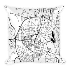 College Park black and white throw pillow with city map print 18x18