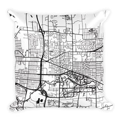 East Lansing black and white throw pillow with city map print 18x18