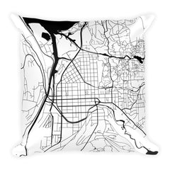 Ithaca black and white throw pillow with city map print 18x18