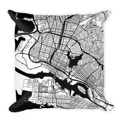 Oakland black and white throw pillow with city map print 18x18