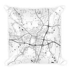 Oxford MS black and white throw pillow with city map print 18x18