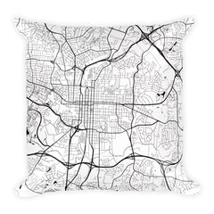 Raleigh black and white throw pillow with city map print 18x18