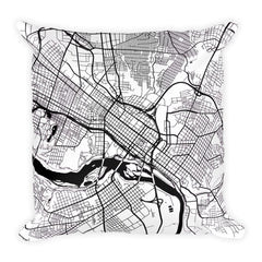 Richmond black and white throw pillow with city map print 18x18