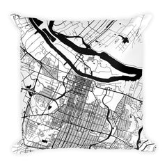 Savannah black and white throw pillow with city map print 18x18