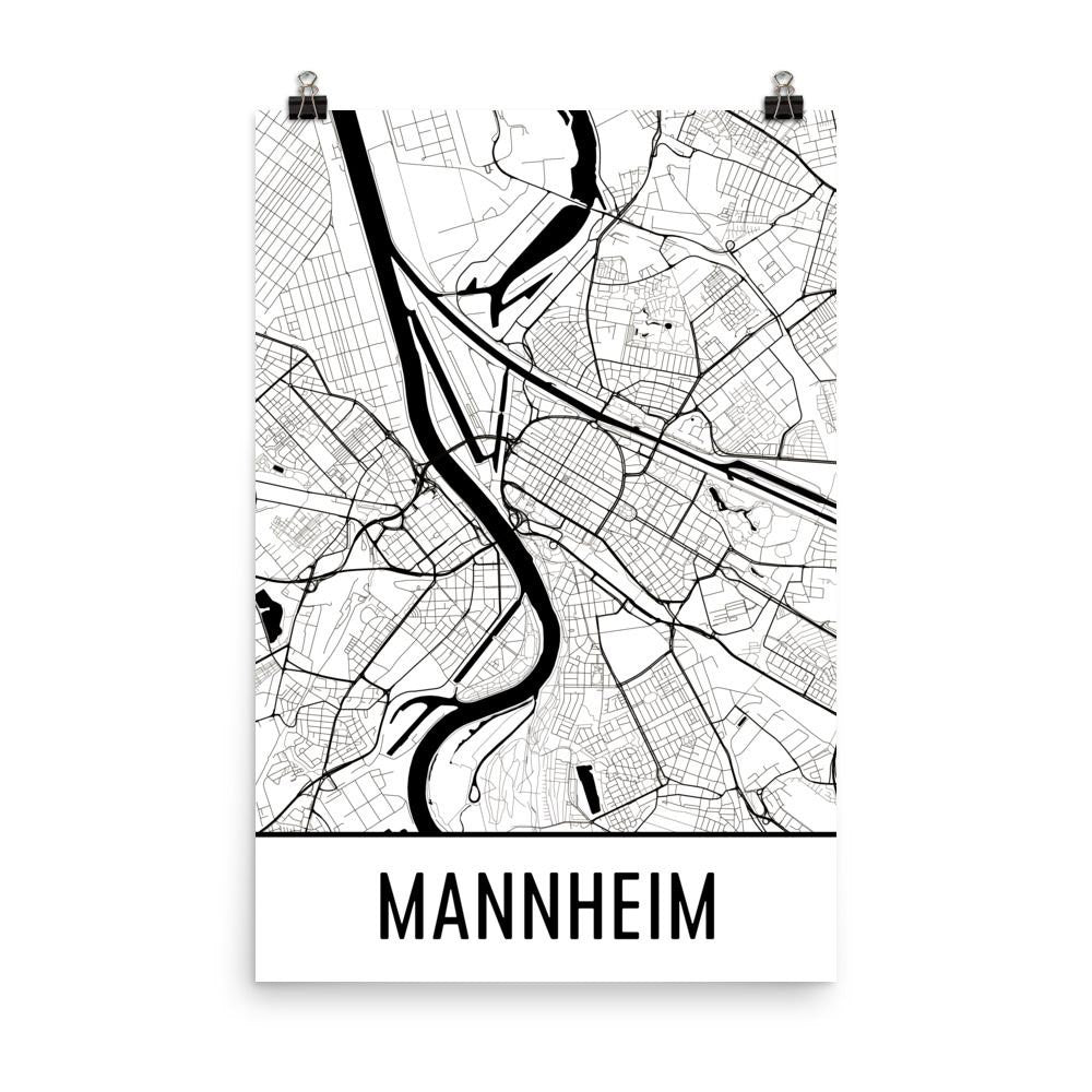 Mannheim Street Map Poster White