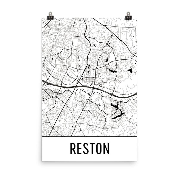 Reston VA Street Map Poster White