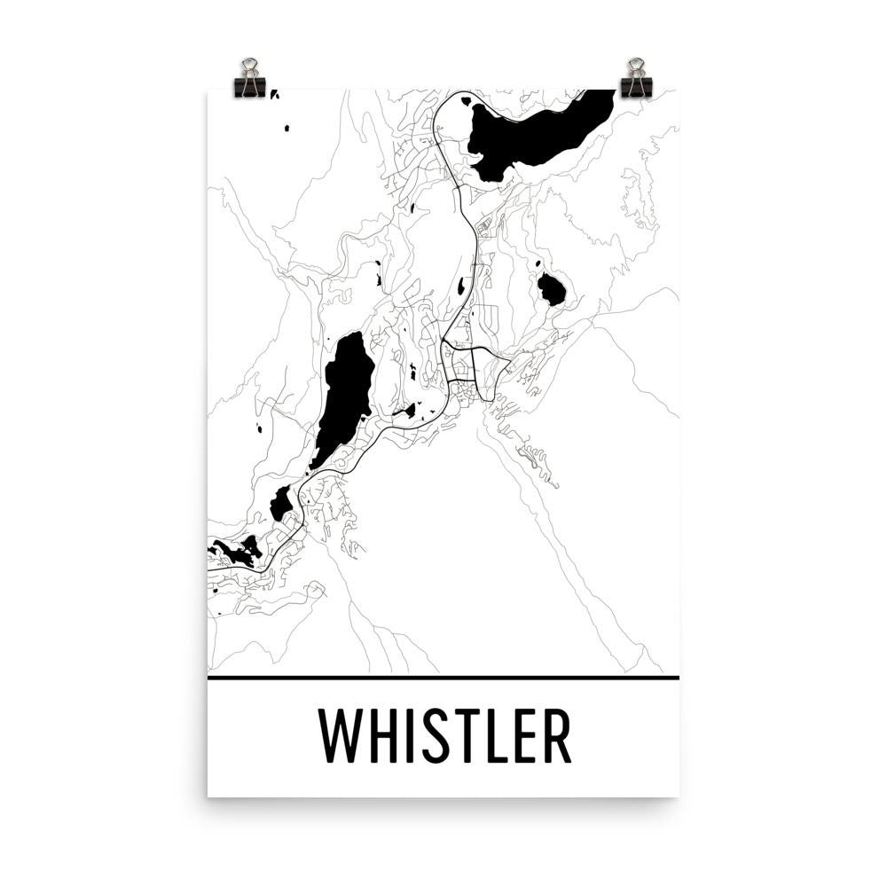 Whistler BC Street Map Poster White