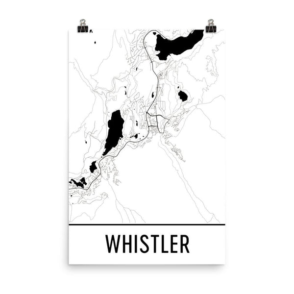 Whistler BC Street Map Poster White