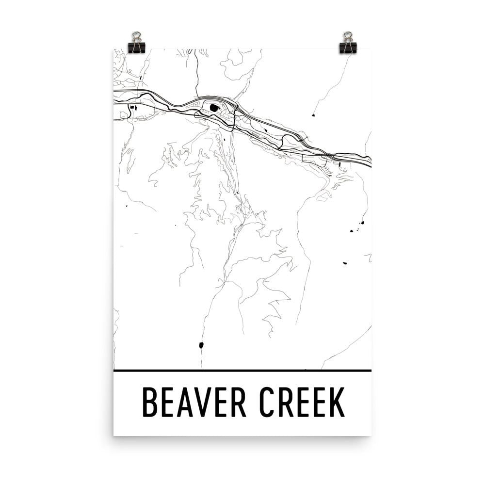 Beaver Creek CO Street Map Poster White