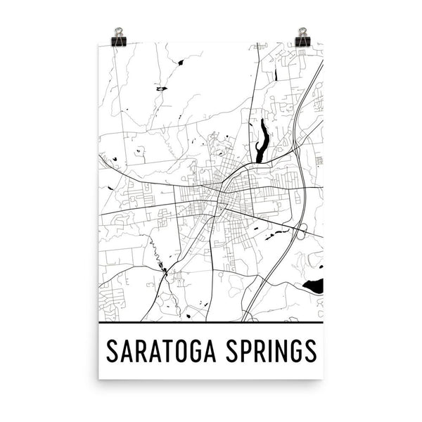 Saratoga Springs NY Street Map Poster White