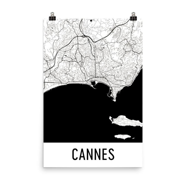Cannes France Street Map Poster White