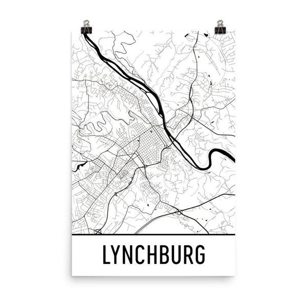 Lynchburg Virginia Street Map Poster White