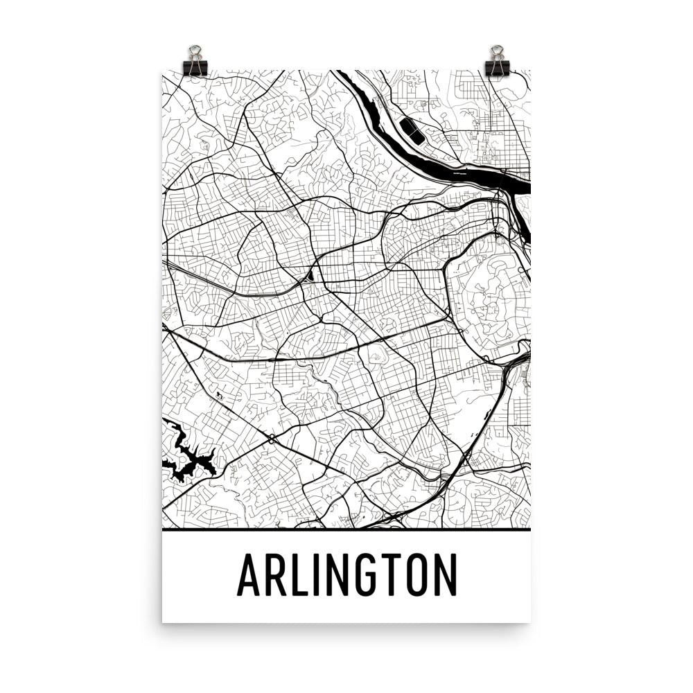 Arlington VA Street Map Poster White