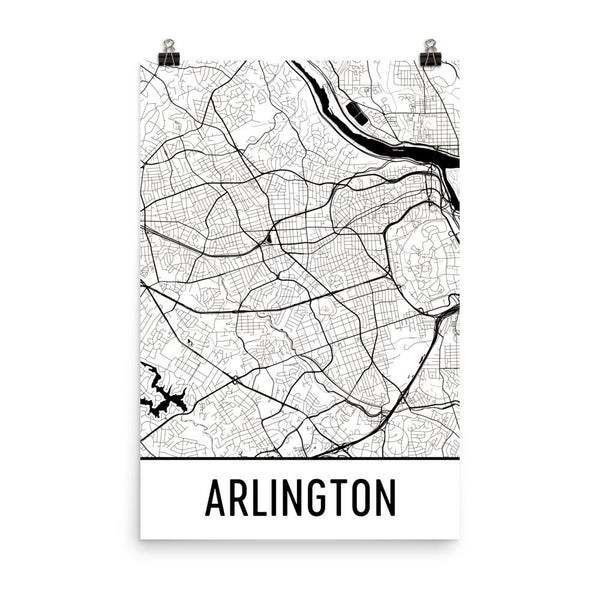 Arlington VA Street Map Poster White