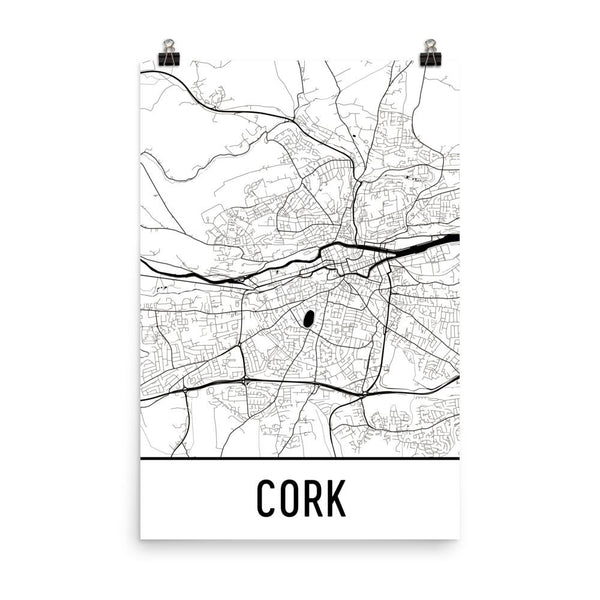 Cork Ireland Street Map Poster White