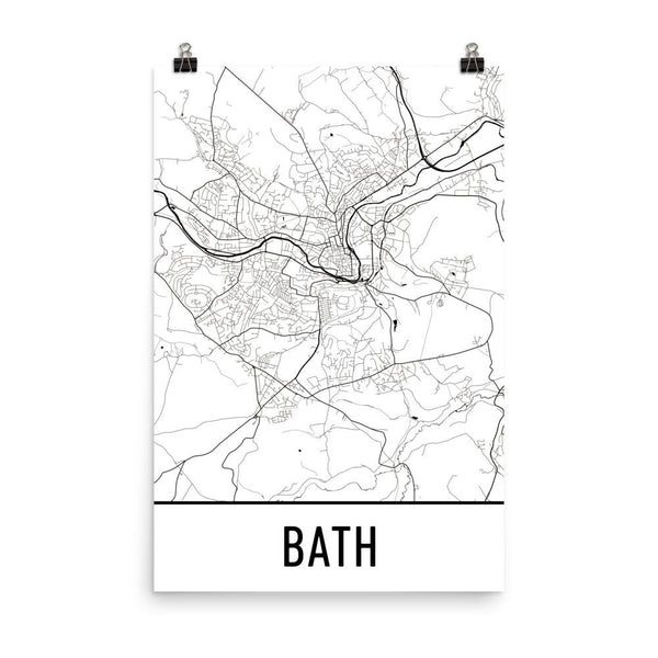 Bath England Street Map Poster White