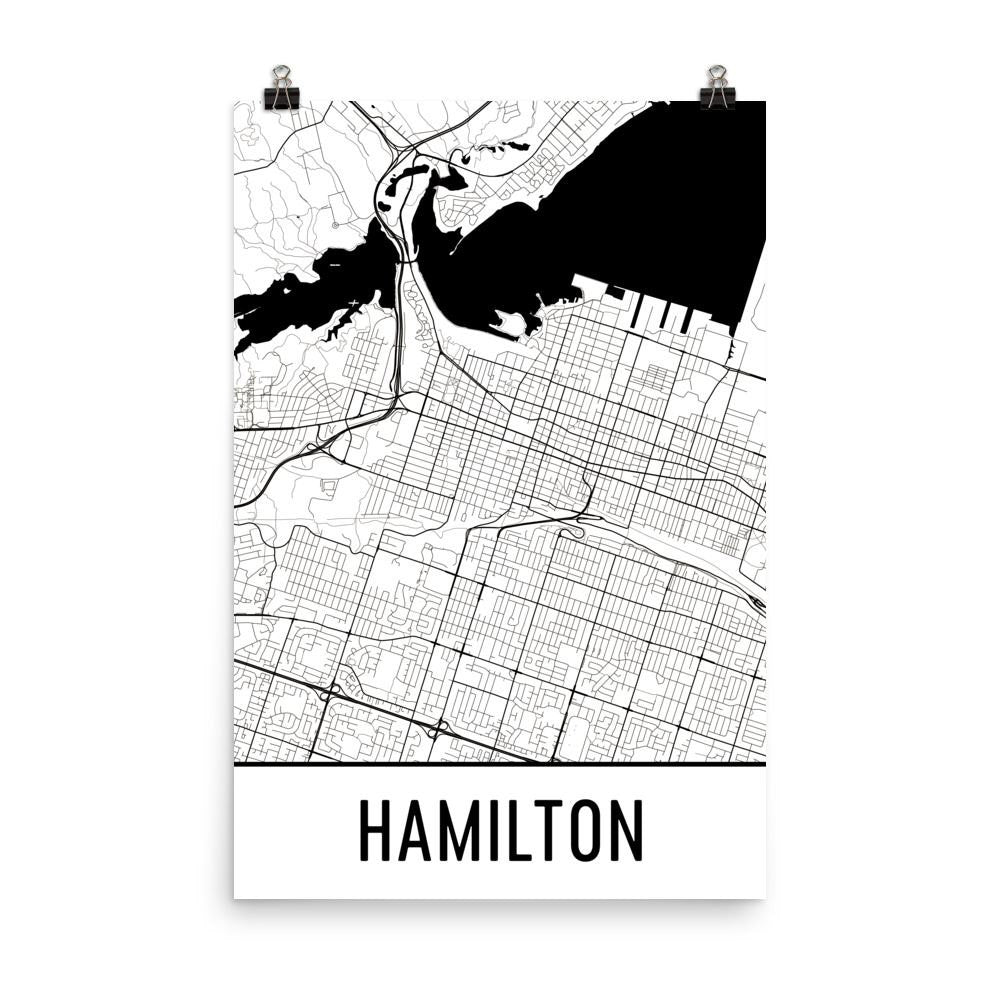 Hamilton Ontario Street Map Poster White