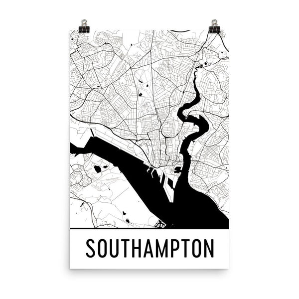 Southampton UK Street Map Poster White