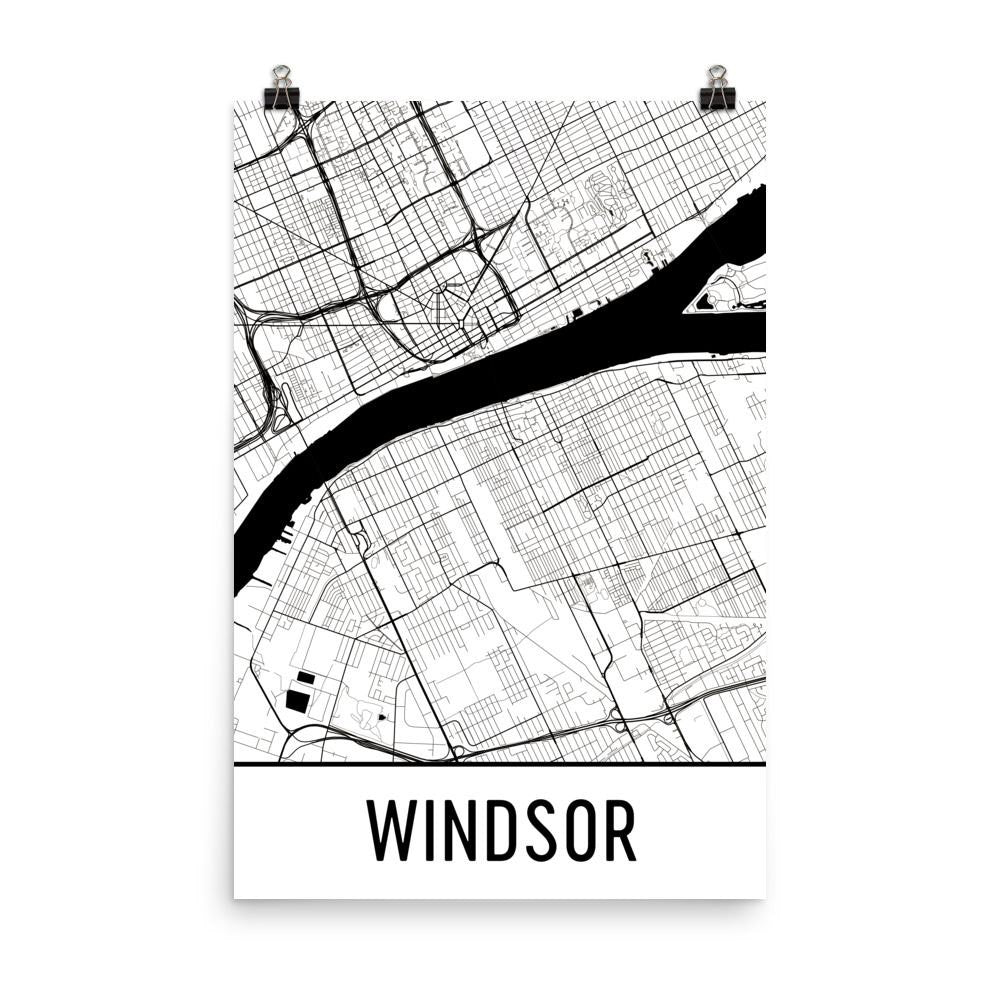 Windsor Ontario Street Map Poster White