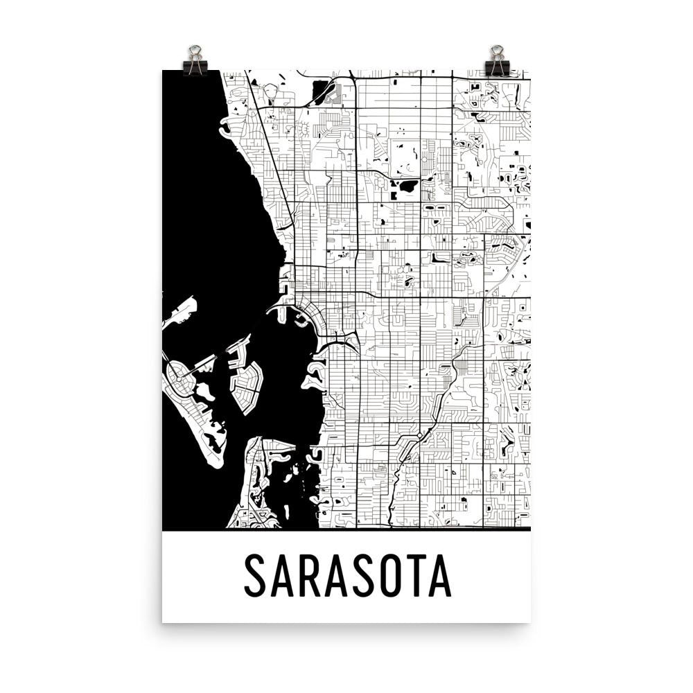 Sarasota Florida Street Map Poster White