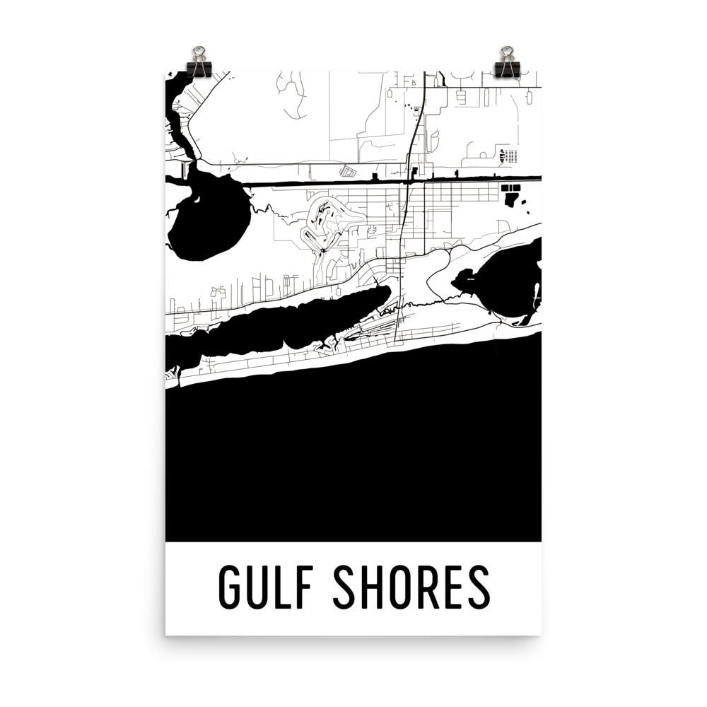 Gulf Shores AL Street Map Poster White