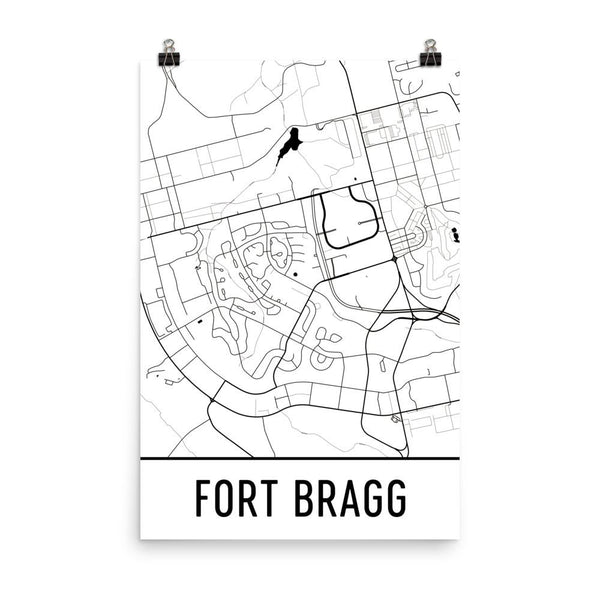 Fort Bragg NC Street Map Poster White