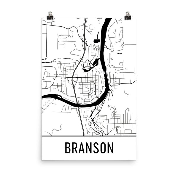 Branson MO Street Map Poster White