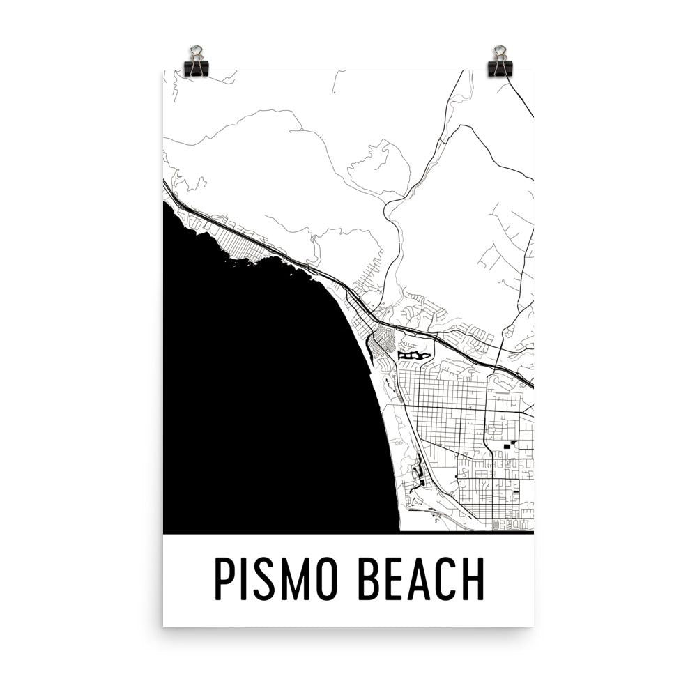 Pismo Beach CA Street Map Poster White