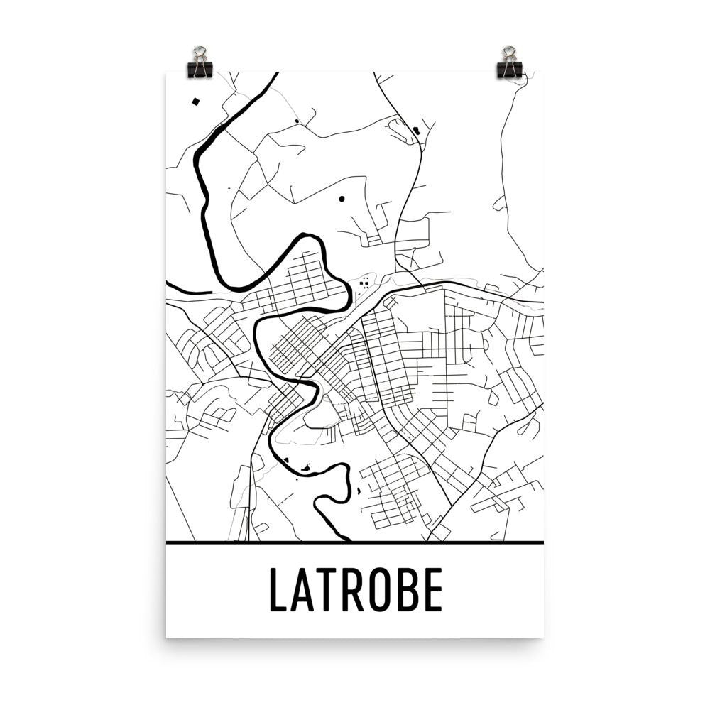 Latrobe PA Street Map Poster White