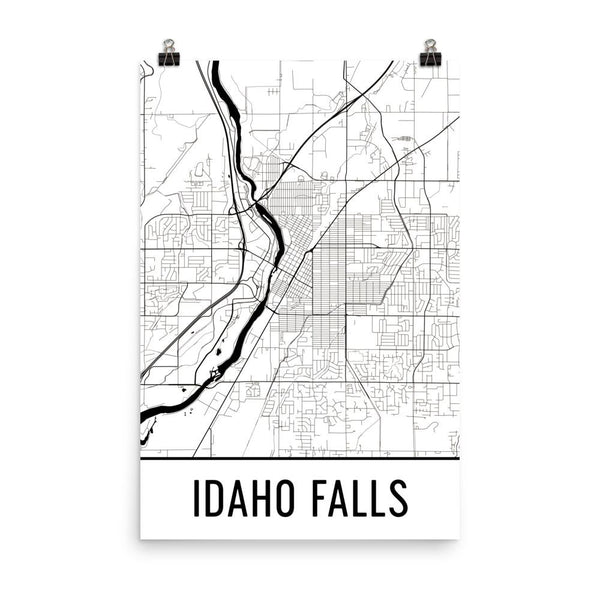 Idaho Falls ID Street Map Poster White
