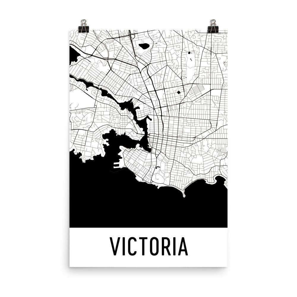 Victoria BC Street Map Poster White